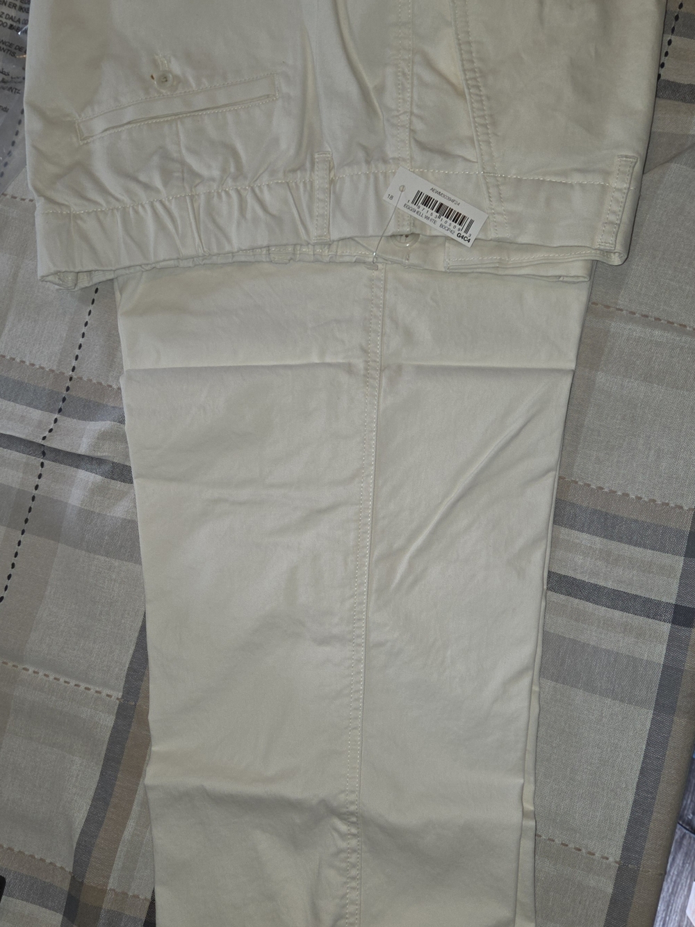 Amazon Essentials Eggshell White Elastic Waist Cotton Pants Nwt 18